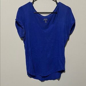 Polo by Ralph Lauren Women's Royal Blue V-Neck Tee